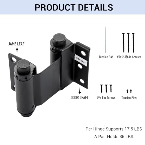 3" Double Action Spring Hinges, Self Closing Saloon Hinges, Black, 2 Pack - color: Matte Black
