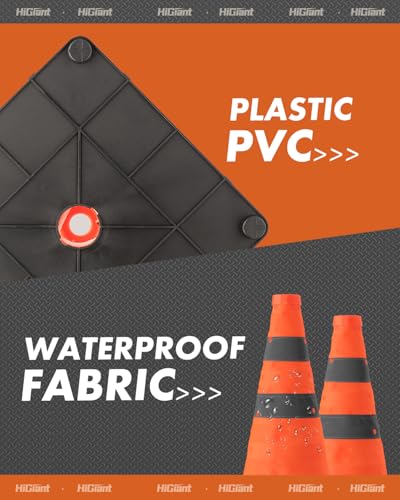 HiGiant 1 Pack 18 Inch Orange Collapsible Traffic Safety Cones, Black Base - size: 18 Inch