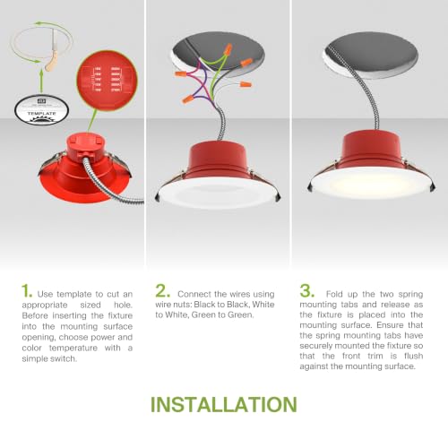 ASD 4 Pack LED Round Fire Rated Commercial Downlight 6 Inch, 10/12/14/16/18W 120-277V 0-10V Dimmable Canless Recessed Lights, 120Lm/W 2111Lm 2700/3000/3500/4000/5000K, White ETL ES T24 - size: 6 Inch