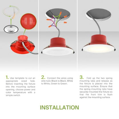 ASD 4 Pack LED Round Fire Rated Commercial Downlight 6 Inch, 10/12/14/16/18W 120-277V 0-10V Dimmable Canless Recessed Lights, 120Lm/W 2111Lm 2700/3000/3500/4000/5000K, White ETL ES T24 - size: 6 Inch