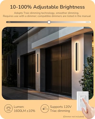 EDISHINE Upgraded 47.2" Modern Outdoor Wall Light, 2 Pack LED Linear Sconce - size: 47.2