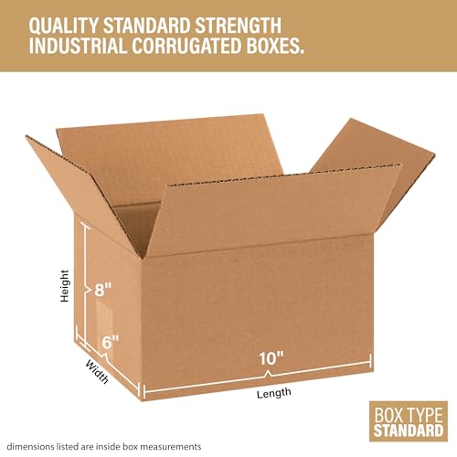 Bundle Of 25 Basic Corrugated Shipping Boxes (10 x 8 x 6") - size: 10 x 8 x 6"