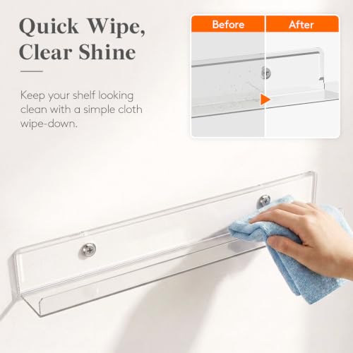 Lifewit Narrow Acrylic Floating Shelves for Vinyl Record 12", Clear 6 Pack