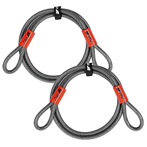 BV Heavy-Duty 7FT Security Cable with Loops-10mm (3/8 Inch) Cut-Resistant Braided Steel Cable-Versatile & Weatherproof-Security Chain for Padlock, Chain Lock, Wire Lock (Pair) - color: Pair, style: 7 FT