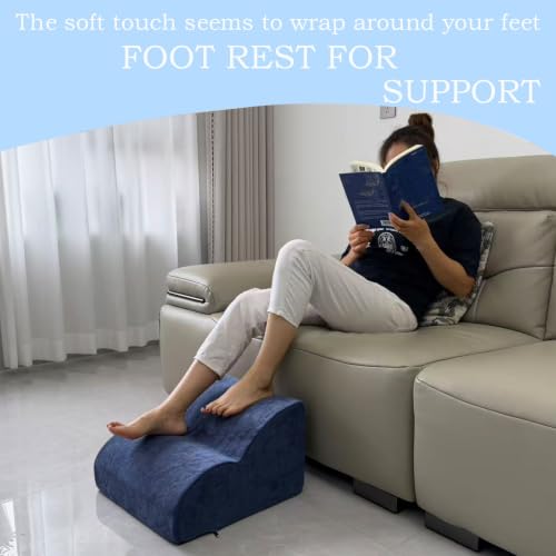 Foot Rest for Under Desk at Work.Multifunctional 3-Tier Foot Stool - color: Dark Blue