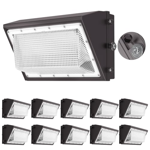 AIKVSXER 160W LED Wall Pack Light, 25600LM 6000K Dusk to Dawn Sensor,10Pack