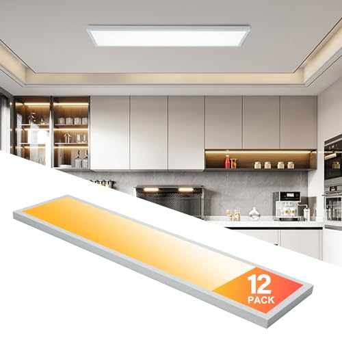 12-Pack 1x4 LED Flat Panel Light Surface Mount, Triac Dimmable - color: White, size: 1x4-12 Pack