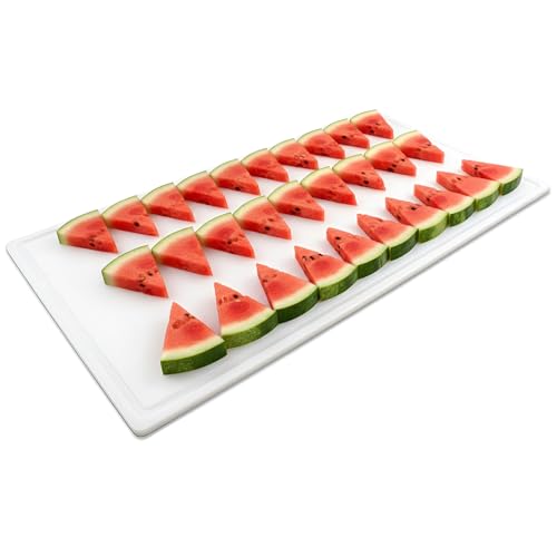 Thirteen Chefs Extra Large 30x18 Inch Cutting Board with Juice Groove - Great for Carving, Fish, Meat and Game – 1/2 Inch Thick White HDPE Plastic, 10 pounds - color: White, size: 30"L x 18"W