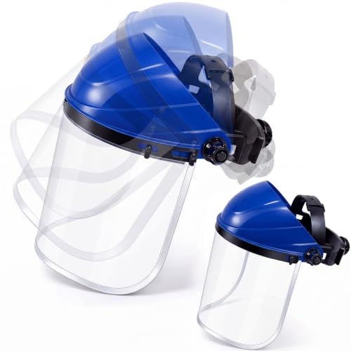 Amylove 2 Pcs Face Shield Helmet Full Impact Safety, Blue, Clear - color: Blue, Clear