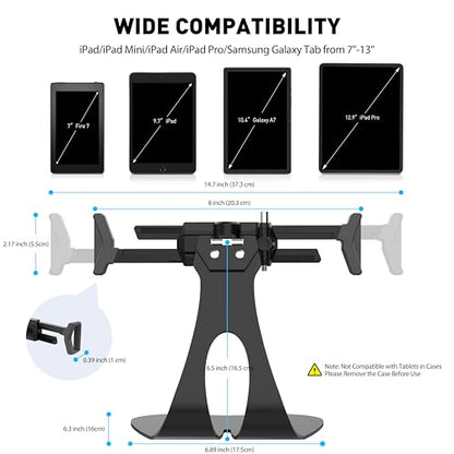 AboveTEK Anti-Theft iPad Kiosk Stand, 360° Swivel POS Tablet Mount with Security Cable & Key, Fits 7–13-inch iPad & Samsung Galaxy Tab, Perfect for Retail & Business