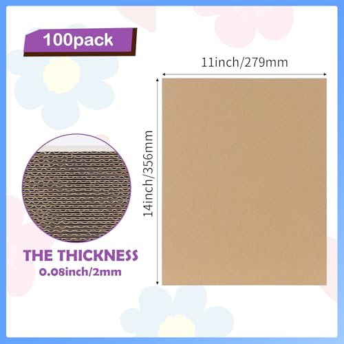 RLAVBL 100 Pack 11x14 Corrugated Cardboard Sheets, Flat Cardboard Inserts for Shipping, Mailing, Packing, DIY Crafts - color: Brown-100 Pack, size: 11x14