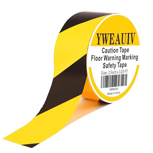 Black Yellow Floor Marking Tape, 2 in x 110 ft, Adhesive Safety Tape - color: Black & Yellow PET Tape, size: 2 Inch x 110 FT