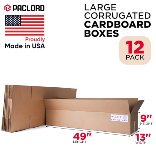 Extra Large Moving Boxes 49"L x 13"W x 9"H, Pack of 12 - color: Pack of 12, size: Extra Large 49x13x9"