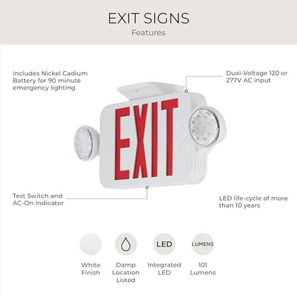 Progress Lighting LED Exit Emergency Light, White