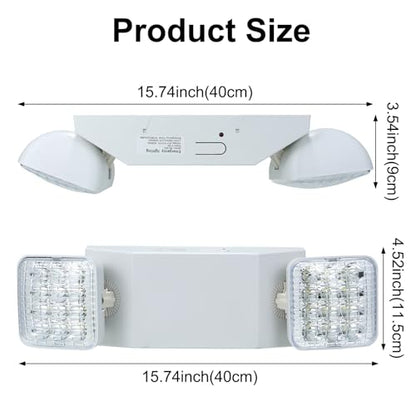24 Pack Emergency Light Fixture, Commercial Emergency Lights with Battery Backup, Square 2 Head Adjustable LED Emergency Light for Home Power Failure Business, Emergency Exit Light AC 110V-277V - color: 24 Pack