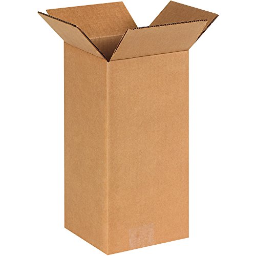 BOX USA 6x6x12 Tall Corrugated Boxes, Tall, 6L x 6W x 12H, Pack of 25 | Shipping, Packaging, Moving, Storage Box for Home or Business, Strong Wholesale Bulk Boxes - size: 6" x 6" x 12"
