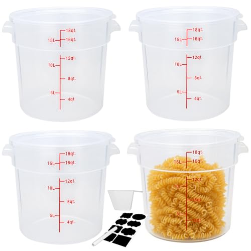 4 Pack 18 Qt Round Food Storage Containers with Lids, Translucent - color: 18 Quarts