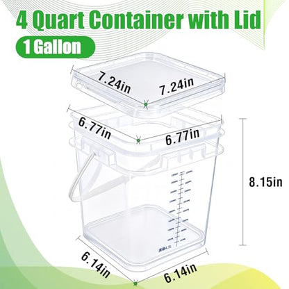DEMORA 1 Gallon Food Storage Buckets with Lids, 3300mL Scale, 2-Pack