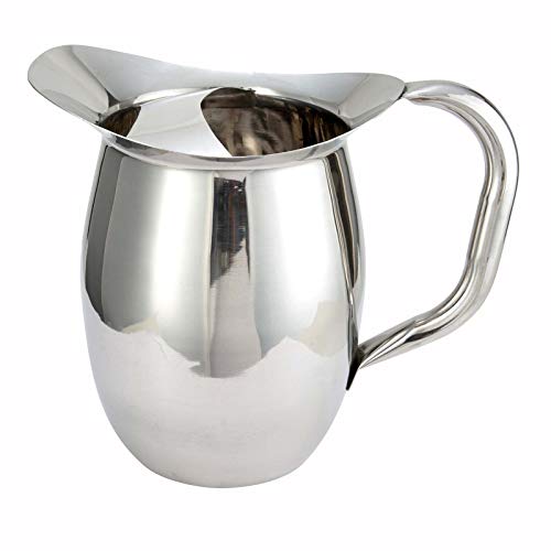 Winco 3 Quart Deluxe Bell Pitcher with Ice Catcher, Stainless Steel, Medium - size: 3 Quarts, style: Ice Catcher