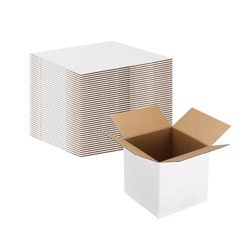 Calenzana 4x4x4 Shipping Boxes Set of 40, White Corrugated Cardboard Box for Mailing Packing Gifts Small Business - size: 4x4x4, style: 40 Pack