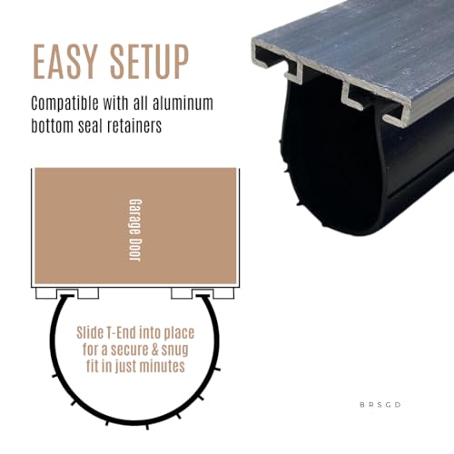 Garage Door Bottom Seal 20 Ft, 5/16 in T-End Rubber Weatherstrip Insulation - size: 20 FT