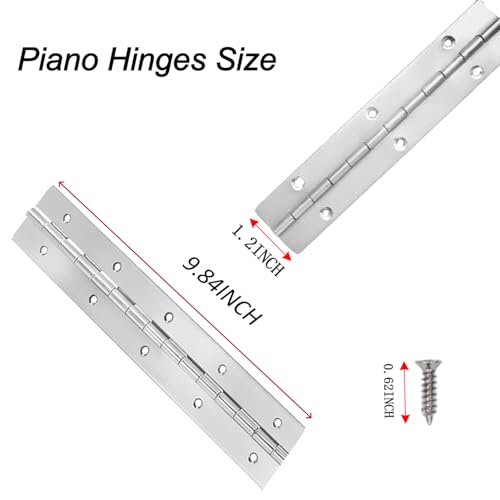4PACK 10INCH Silver Continuous &Piano Hinge 0.05" Thickness/1.2" Open Width Heavy Duty Continuous Hinge with Holes for Cabinet Door Cases Woodworking Include Screws - color: Silver, size: 10INCH-1.2INCH