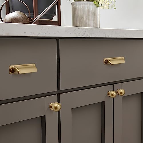 6 Pack Cup Pulls 2-1/2"(64mm) Center to Center Drawer Pulls Champagne Bronze Cabinet Cup Pulls Kitchen Cabinet Hardware Satin Brass Cabinet Handles Bin Cup Drawer Handles Gold Knobs. - color: Champagne Bronze, size: 2-1/2"(64mm) hole center, style: Quanti
