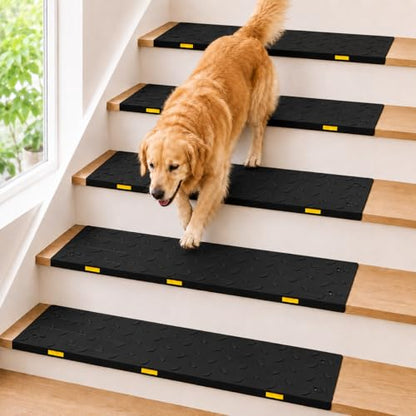 BESEA Rubber Stair Treads Non Slip 36" x 10" 10 Pack Outdoor Stair Treads - size: 10