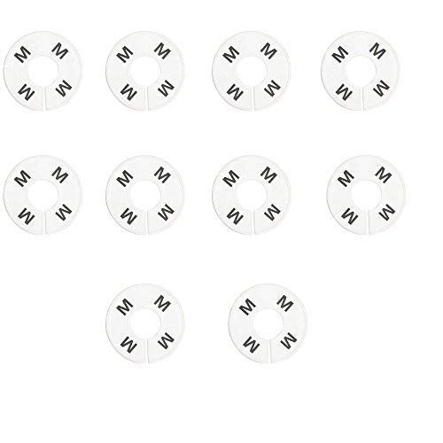 10 Pc M MEDIUM White Round Clothing Rack Size Dividers Plastic Hangers Ring