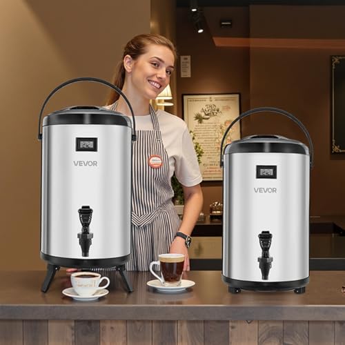 VEVOR Insulated Beverage Dispenser, 3.2 Gal/12L Stainless Steel Thermal Drink Server with Spigot & Temp Display, Suitable for Hot and Cold Drinks, for Tea Coffee Water in Cafes & Restaurants, 2 Pack - size: 3.2 Gal (2 Pack)