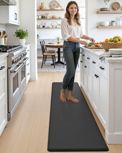 DEXI Anti Fatigue Kitchen Floor Mat Cushioned Standing Runner 70x20, Black - color: Black, size: 70"L x 20"W x 0.7"Th