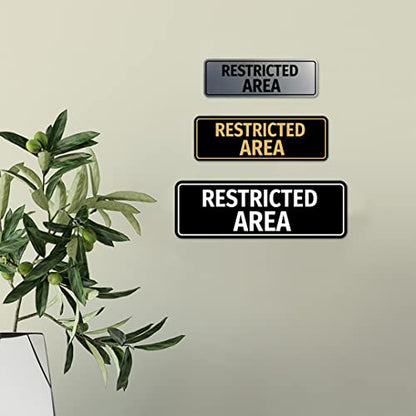 Standard Restricted Area Sign (Black) - Large - color: Black, size: Large (3" x 9")
