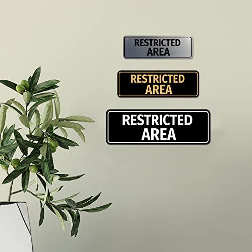 Standard Restricted Area Sign (Black Gold) - Large - color: Black Gold, size: Large (3" x 9")