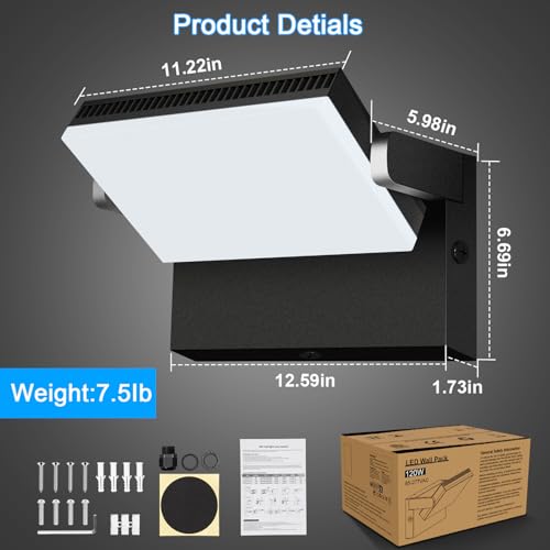 120W Modern Sleek LED Flood Light, 360° Rotatable Area Lighting - size: 120W-5000K-1Pack