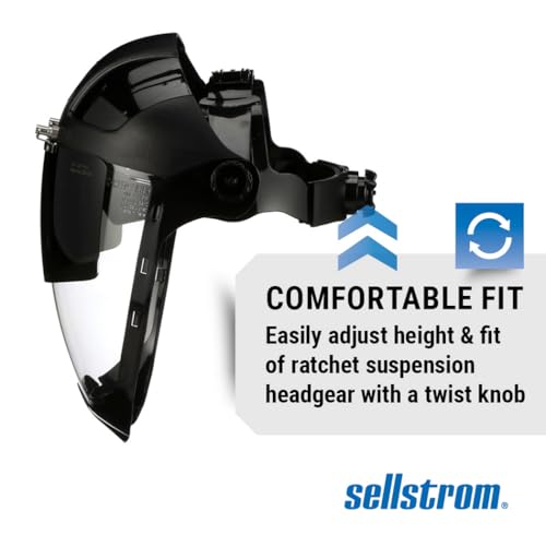Sellstrom DP4 Face Shield - Lightweight Mask with High Impact Crown & Ratchet Headgear for Work, Grinding, Plasma/Flame Cutting - ANSI Z87.1 - Clear Anti Fog Polycarbonate Window - UV/IR Flip Up Visor - style: Shade 5 Infrared Visor W/ Chinguard