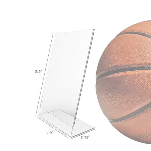 FixtureDisplays® 1PK 5.5 x 8.5" Clear Acrylic Sign Holder with Slant Back Design Portrait, Vertical Picture Frame 19780-5.5X8.5-Clear-NF