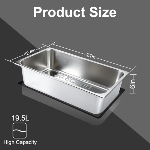 VOISEN Hotel Pans with Lids 2 Pack 1/1 Size 6" Deep - color: 2 Pack, size: 6" Deep
