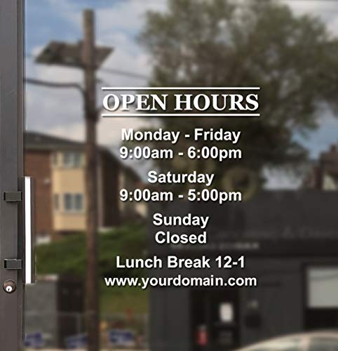 Business Hours Sign for Window - Free Squeegee - Easy Install Manual (Two Line - Portrait) - color: Two Line - Portrait