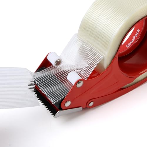 Strapping Tape with Dispenser, 3 Pack 2 Inch x 30 Yards 5.5 Mil, Heavy Duty Reinforced Fiberglass Tape for Moving,Shipping,Storage