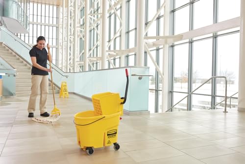 Rubbermaid Commercial Products WaveBrake 26QT Side-Press Mop Bucket, Yellow - size: 26 Qt.