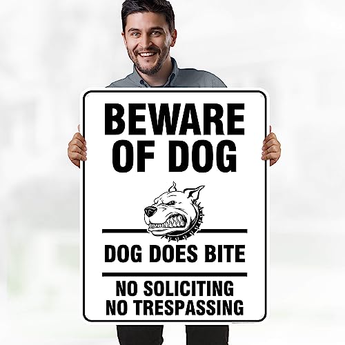 Beware of Dog, Dog Does Bite No Soliciting No Trespassing Sign, 24x30 - size: 24x30 - Polyethylene