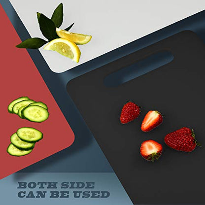 Fotouzy Plastic Utility Cutting Board with Handles, Food Safe PP Material, BPA Free, Dishwasher Safe, Thick Chopping Board, Large Size, Easy Grip Handle, for Kitchen (Red),15.5 x 10" - color: Red