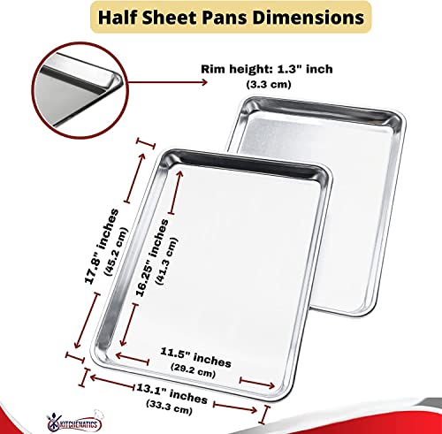 KITCHENATICS Half Sheet Baking Pan Aluminum Nonstick Oven Safe Set of 2 - size: 13.1" x 17.9" Half Sheet Pans - 2 PCS