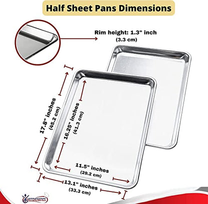 KITCHENATICS Half Sheet Baking Pan Aluminum Nonstick Oven Safe Set of 2 - size: 13.1" x 17.9" Half Sheet Pans - 2 PCS