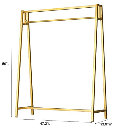 HOMEKAYT Gold Clothing Racks for Hanging Clothes,Modern Metal Heavy Duty Garment Rack,Portable Retail Display Rack Iron Clothing Racks 47''L-Gold - color: Gold