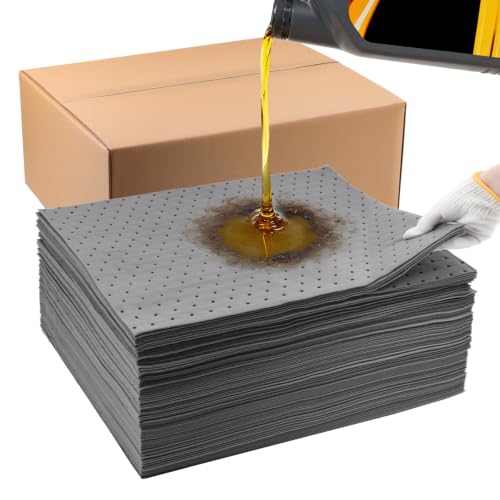 Heavy Duty Oil Absorbent Pads 15" x 20" 100 Pcs Automotive Absorbent Pads - color: 100 Pack, size: W15in,L20in