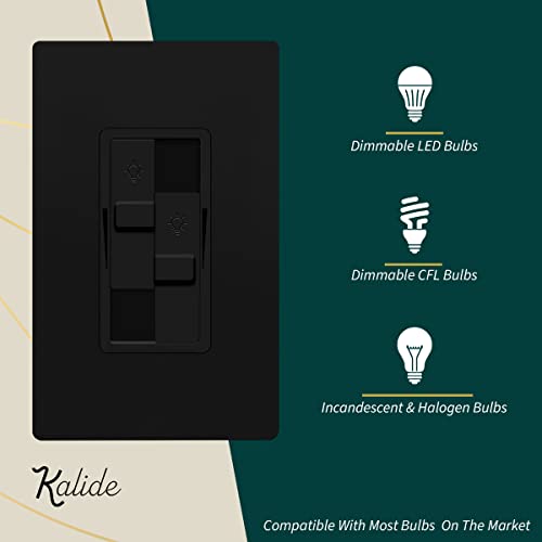 TOPGREENER Dual Load LED Dimmer Switch, Single Pole, Black, 1 Pack - color: Black, size: Dual Dimmer Switch