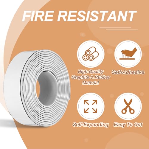 Smoke Fire Seal Strip 9.8Ft 35mm/1.38" Wx 2mm/0.08" T White - color: White, size: 9.8FT x 35mm / 1.38" W x 2mm / 0.08" T