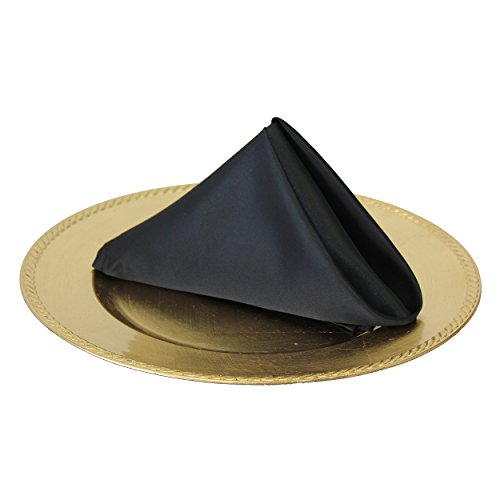 YOUR CHAIR COVERS - 10 Pack 20 Inch L'Amour Satin Napkins Black, Oversized, Double Folded and Hemmed Table Napkins for Restaurant, Bistro, Wedding, Thanksgiving and Christmas - color: Black