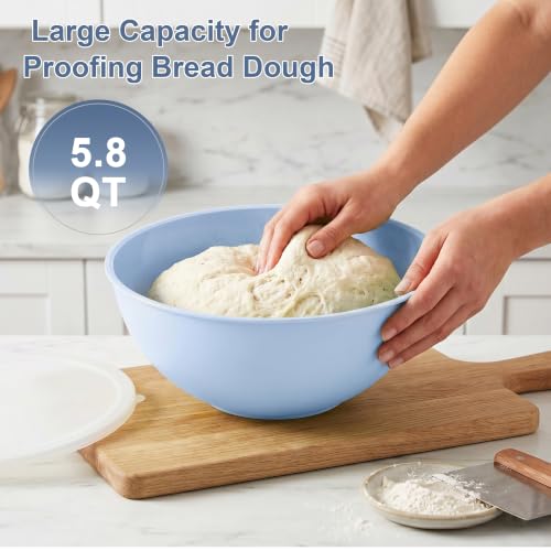 BoxedHome BPA Free Plastic Round Mixing Bowl with Lids, 12 Pack Nesting Bowls with Lids Set, Microwave and Dishwasher Safe Prep & Serving Bowls Great for Mixing, Baking, Serving (Pale Blue, 12pcs) - color: Pale Blue